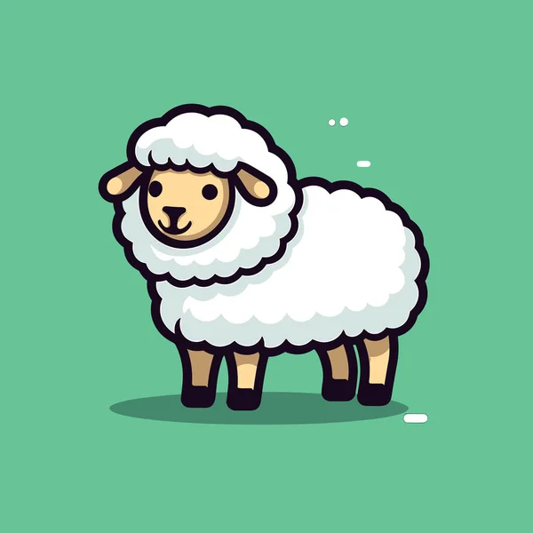 Ein Cartoon Schaf Auf Grünem Hintergrund — Stockvektor