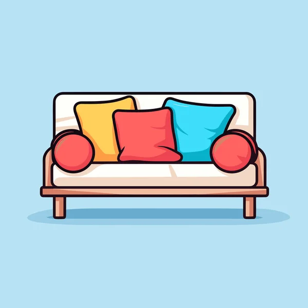 Couch Pillows Sitting Top — Stock Vector