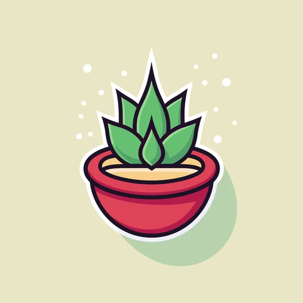 緑の葉を持つ鉢植え — ストックベクタ