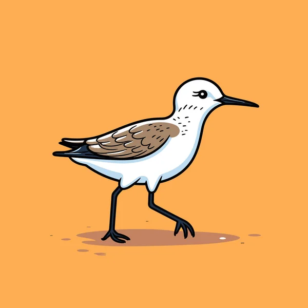 Pássaro Branco Cima Solo Castanho — Vetor de Stock