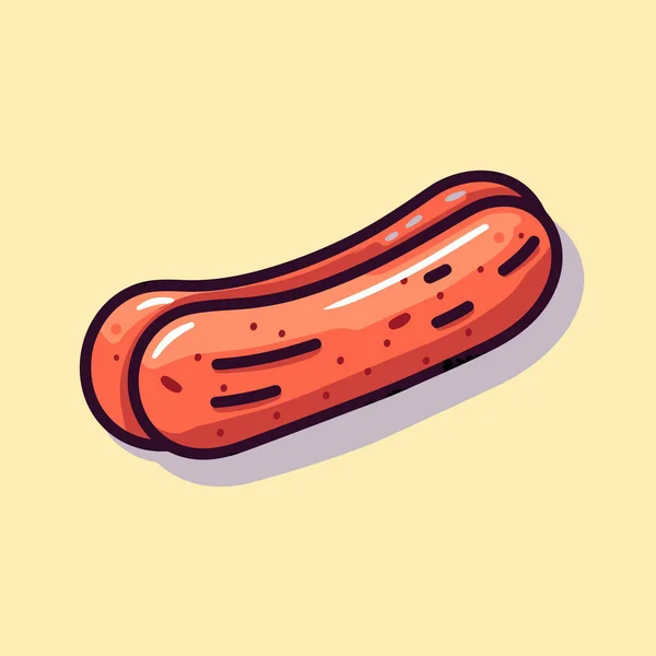 Een Cartoon Van Een Hotdog Een Gele Achtergrond — Stockvector