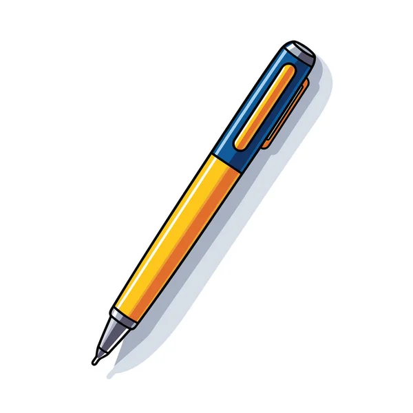 Ein Gelber Und Blauer Stift Auf Weißem Hintergrund — Stockvektor