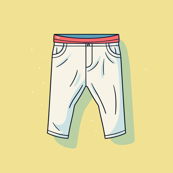 A drawing of a pair of white pants on a yellow background