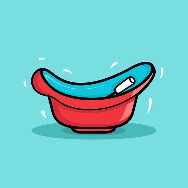 Bol Rouge Avec Une Brosse Dents Dedans — Image vectorielle