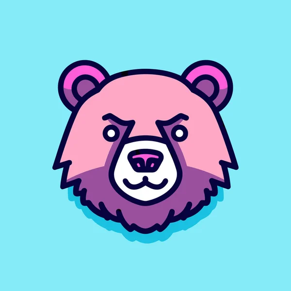 Uma Cabeça Ursos Com Fundo Azul —  Vetores de Stock