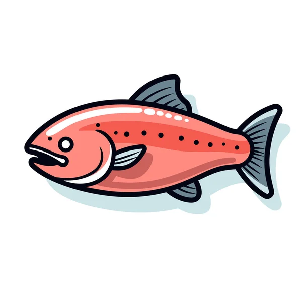 Ένα Κόκκινο Ψάρι Μαύρες Κηλίδες Στο Πρόσωπό Του — Διανυσματικό Αρχείο