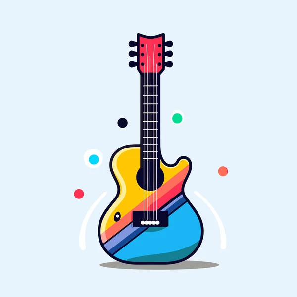 Uma Guitarra Colorida Com Fundo Azul — Vetor de Stock