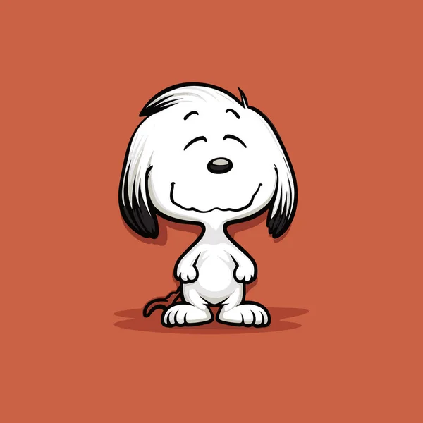 Perro Dibujos Animados Sentado Alto Suelo Rojo — Vector de stock