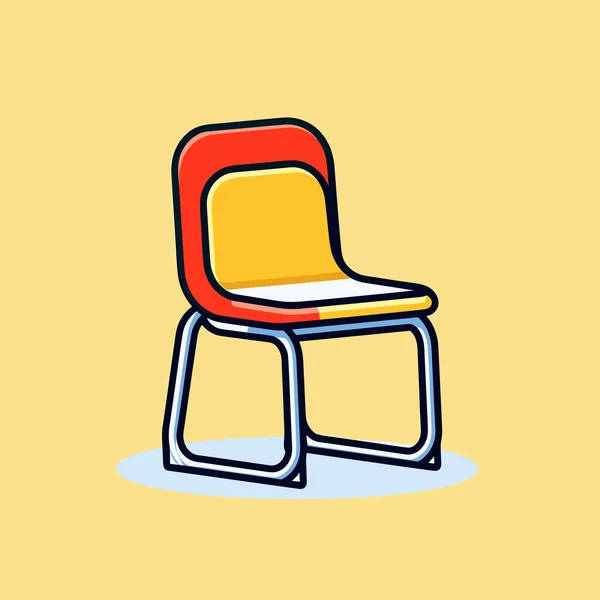 Uma Cadeira Vermelha Amarela Sentada Cima Chão Amarelo — Vetor de Stock