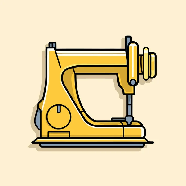 Žlutý Šicí Stroj Který Sedí Stole — Stockový vektor
