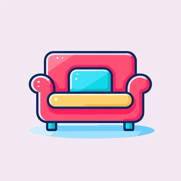 Eine Rote Couch Mit Einem Gelben Kissen Darauf — Stockvektor