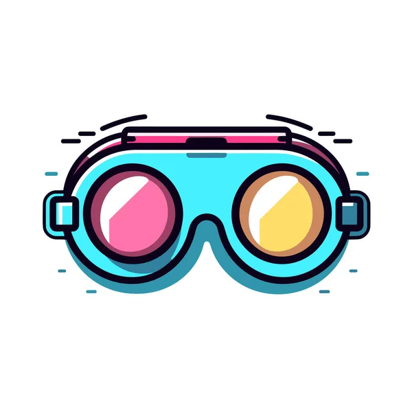 Pair Goggles White Background — Stock Vector