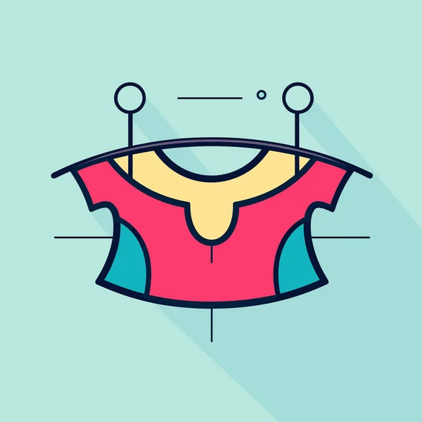 Shirt Accroché Une Ligne Vêtements — Image vectorielle