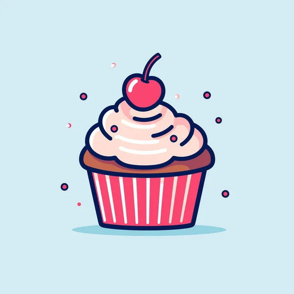 Cupcake Con Sopra Una Ciliegia — Vettoriale Stock