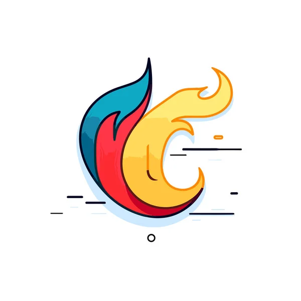 カラフルな炎を持つ会社のロゴ — ストックベクタ
