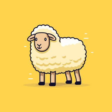 Sarı arka planda duran beyaz bir koyun