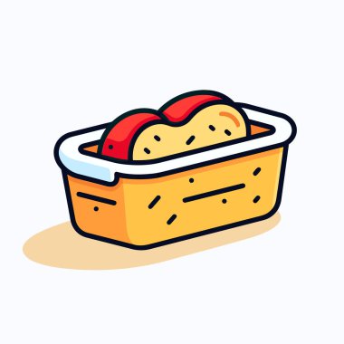 Beyaz bir yüzey üzerinde yiyecekle dolu plastik bir kap.