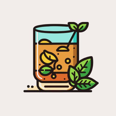 Bir bardak nane yapraklı buzlu çay.