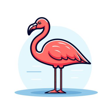 Suda duran pembe bir flamingo.