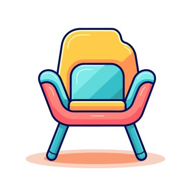 Üzerinde mavi bir yastık olan renkli bir sandalye.