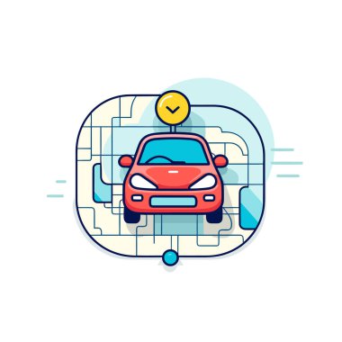 Üstünde gülen surat olan kırmızı bir araba.