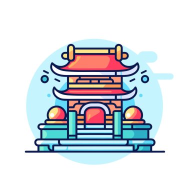 Üzerinde çan olan bir Çin binası.