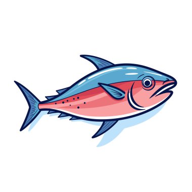 Beyaz arkaplanda kırmızı ve mavi bir balık