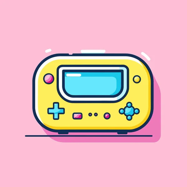 Žlutý Gameboy Růžovém Pozadí — Stockový vektor