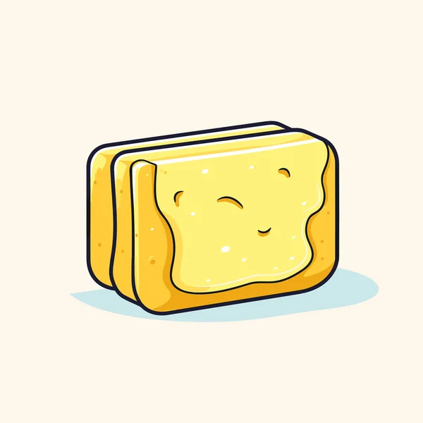 Piece Bread Face Drawn — Stock Vector