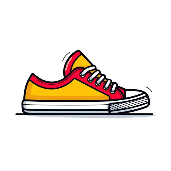 Zapato Rojo Amarillo Con Cordones Blancos — Vector de stock