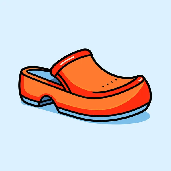 Ein Paar Orangefarbene Schuhe Auf Blauem Boden — Stockvektor