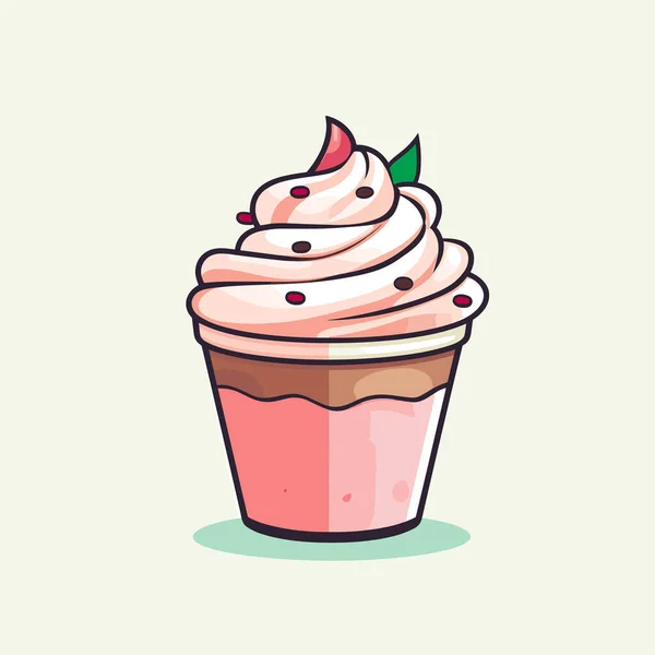 Cupcake Rose Avec Une Cerise Sur Dessus — Image vectorielle
