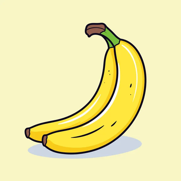 Dibujo Plátano Sobre Fondo Amarillo — Vector de stock