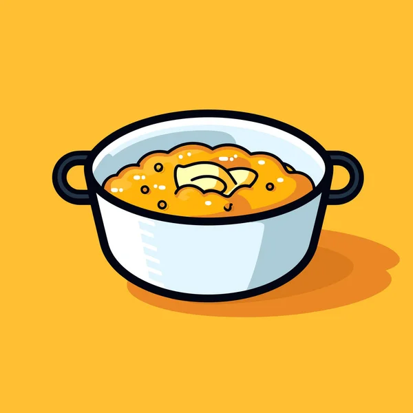 黄色背景上的一碗食物 — 图库矢量图片