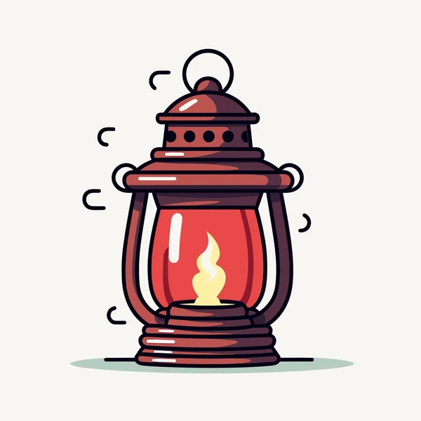 Eine Rote Laterne Mit Brennender Kerze Inneren — Stockvektor