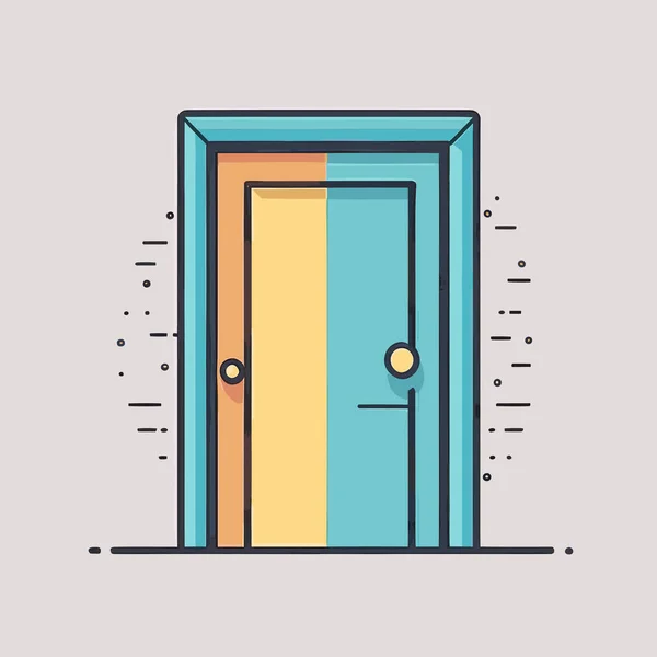 Blue Door Yellow Door Handle — Stock Vector