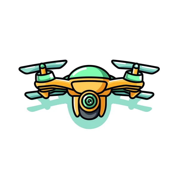 プロペラ付きの黄色と緑の空飛ぶおもちゃ — ストックベクタ