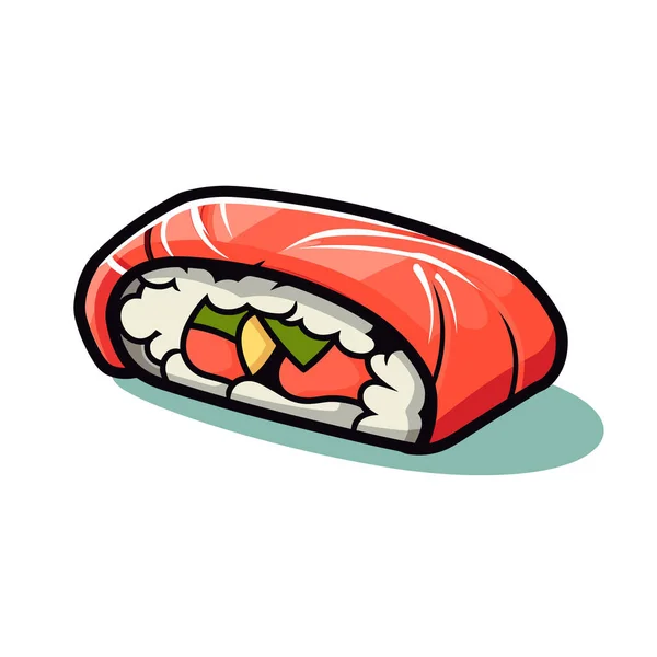Pedaço Sushi Fundo Branco — Vetor de Stock