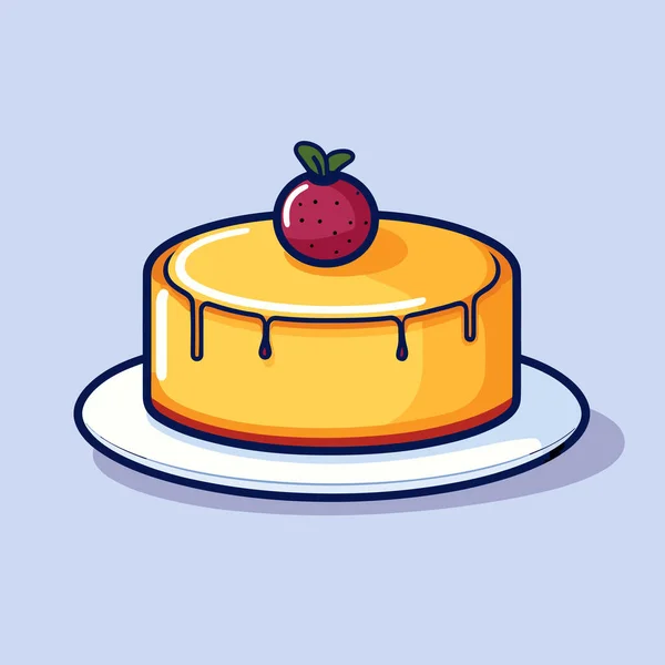 Gâteau Avec Une Fraise Dessus — Image vectorielle