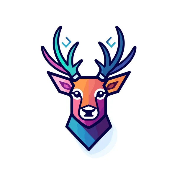 Colorful Deer Head Antlers — Stock Vector