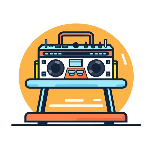 Boombox Sitting Top Table — Stock Vector