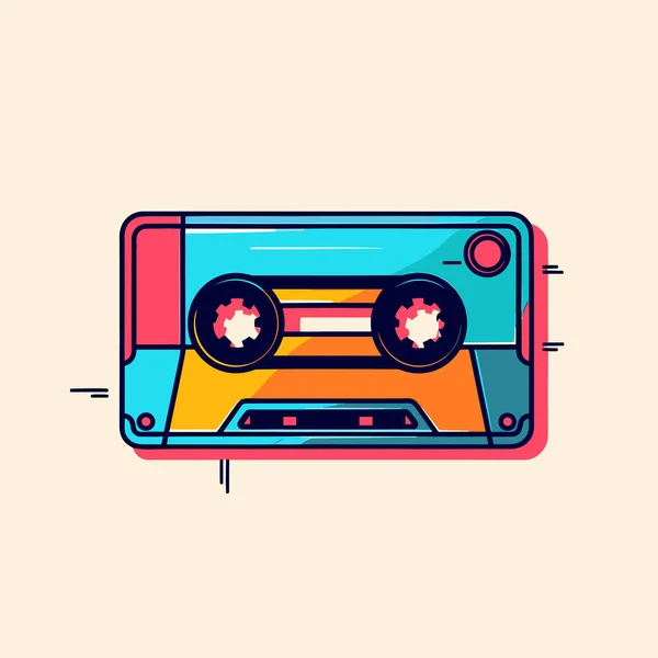 Old Fashioned Cassette Player Colorful Background — Stock Vector
