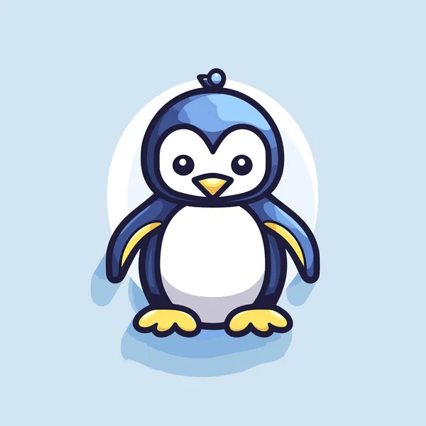 Pinguino Con Cappello Blu Piedi Gialli — Vettoriale Stock