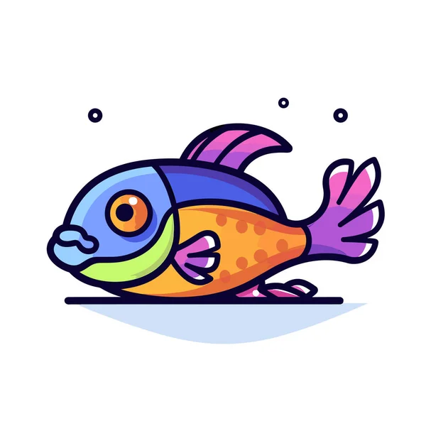 Pesce Colorato Seduto Una Superficie Bianca — Vettoriale Stock