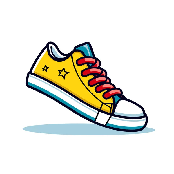 一只黄色的鞋子 上面有星星 — 图库矢量图片