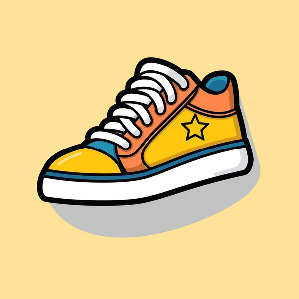 Une Sneaker Jaune Avec Une Étoile Sur Côté — Image vectorielle