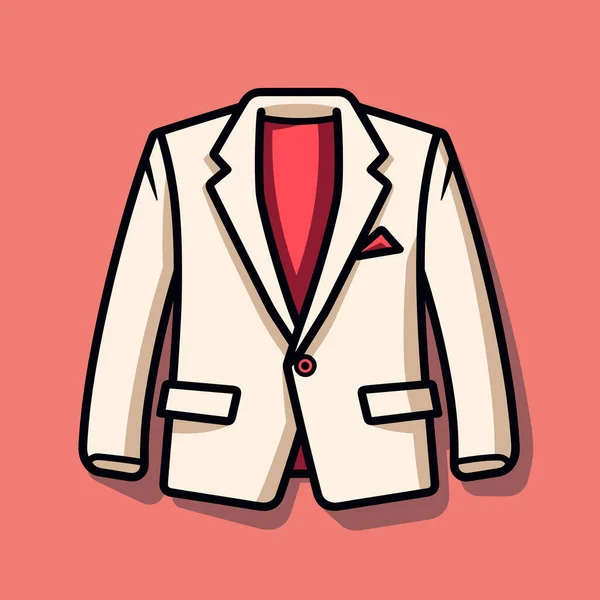 Egy Fehér Dzseki Piros Nyakkendővel Rózsaszín Alapon — Stock Vector
