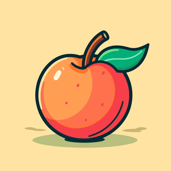Apelsin Med Ett Grönt Löv Ovanpå — Stock vektor