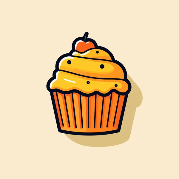 Cupcake Com Uma Cereja Cima Dele —  Vetores de Stock
