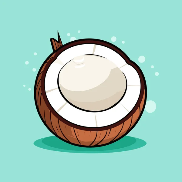 椰子里面有白色物质的椰子 — 图库矢量图片